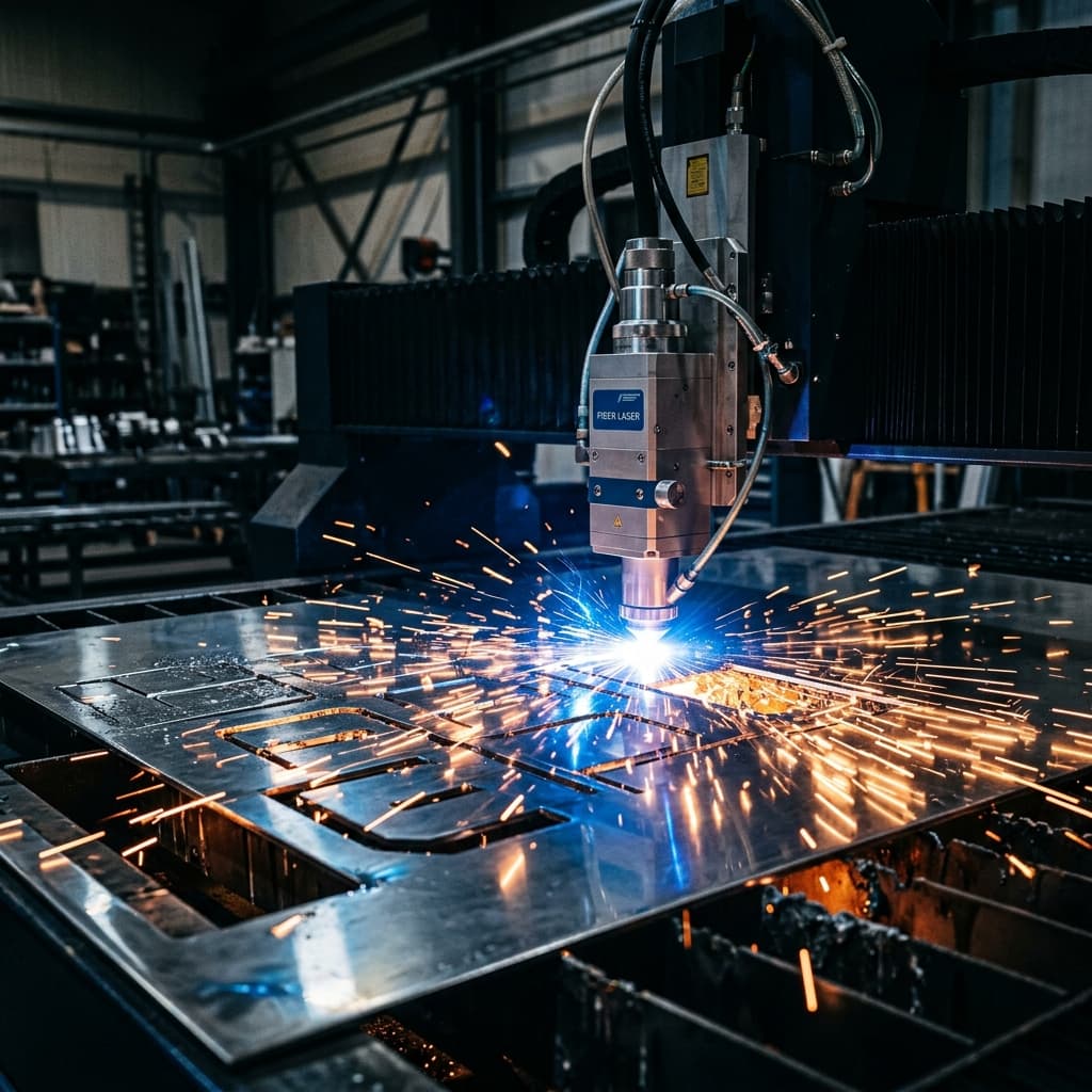 Laser cutting machine in action